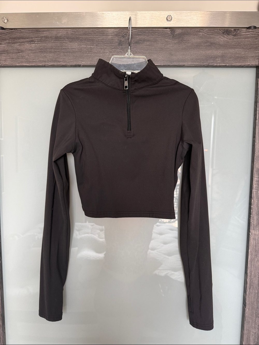 VITALITY- Cropped Half-Zip Long Sleeve Top - Black